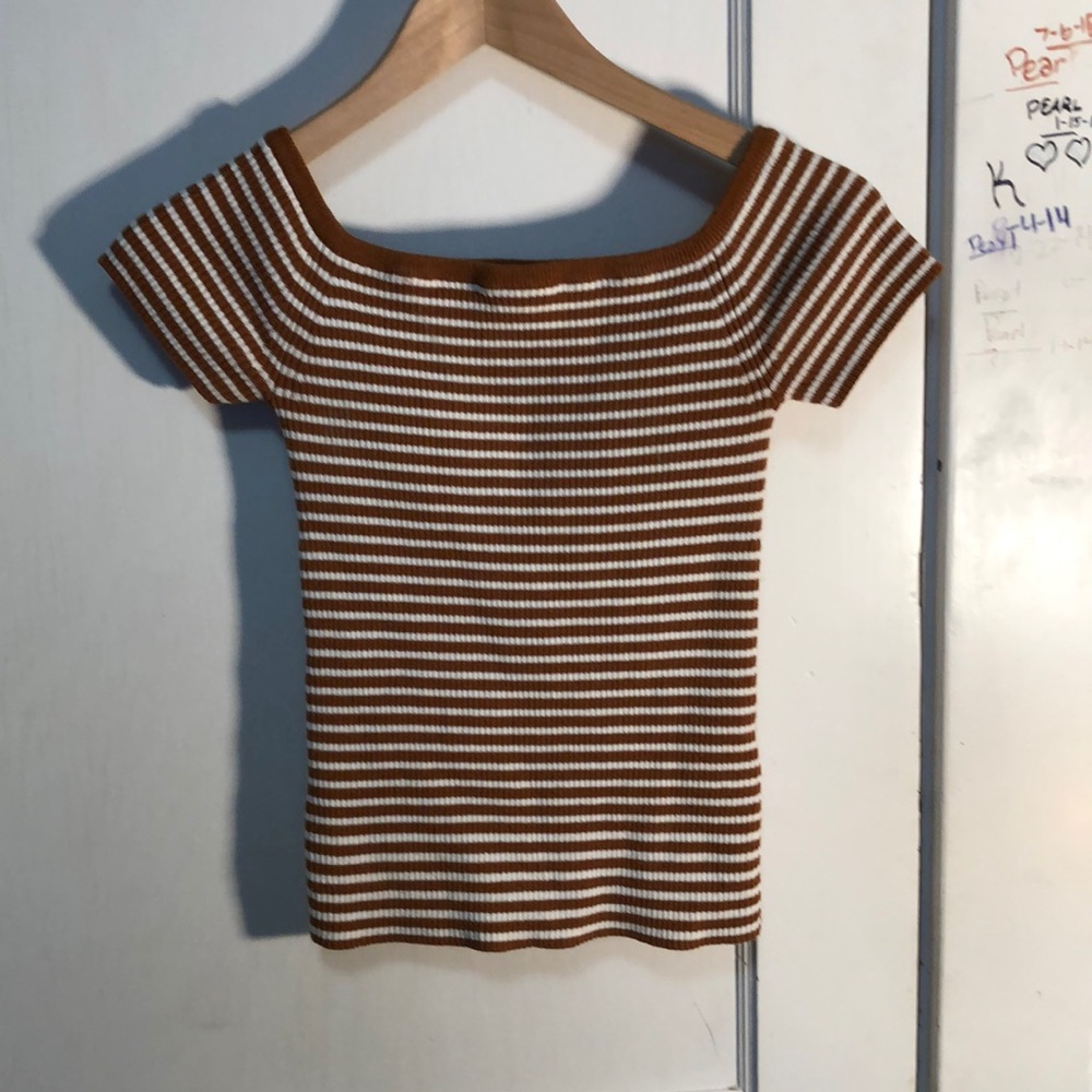 Madewell striped off the shoulder sweater top